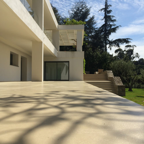 Terrace with decorative concrete